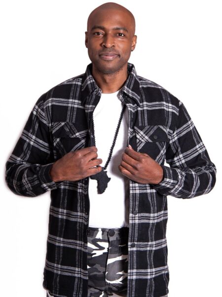 Lavendro Motorcycle Cruiser Flannel Shirt – Black & Grey Kevlar Reinforced Riding Shirt