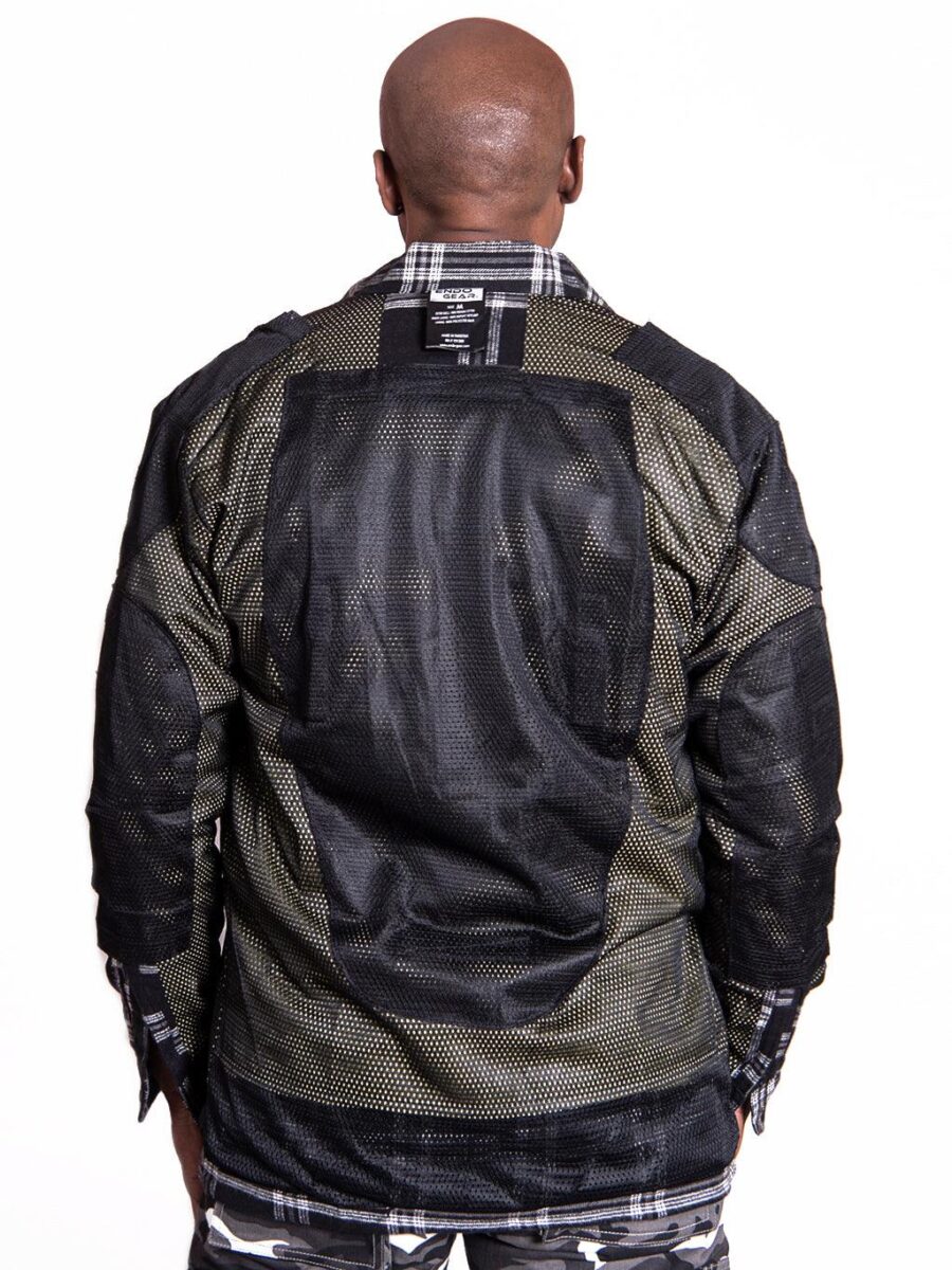 Lavendro Motorcycle Cruiser Flannel Shirt – Black & Grey Kevlar Reinforced Riding Shirt - Image 4