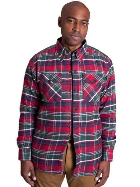Lavendro Motorcycle Cruiser Flannel Shirt – Red & Green Protective Riding Shirt