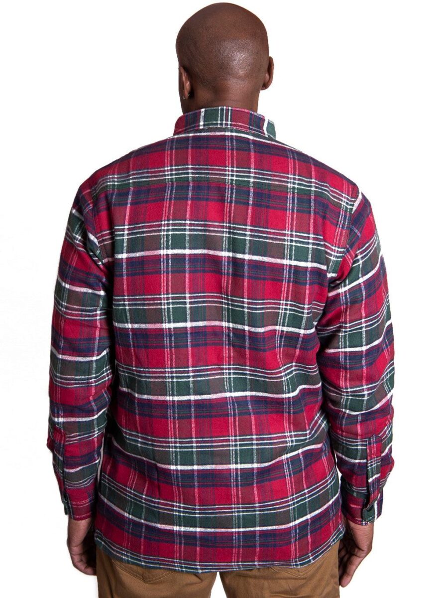 Lavendro Motorcycle Cruiser Flannel Shirt – Red & Green Protective Riding Shirt - Image 2