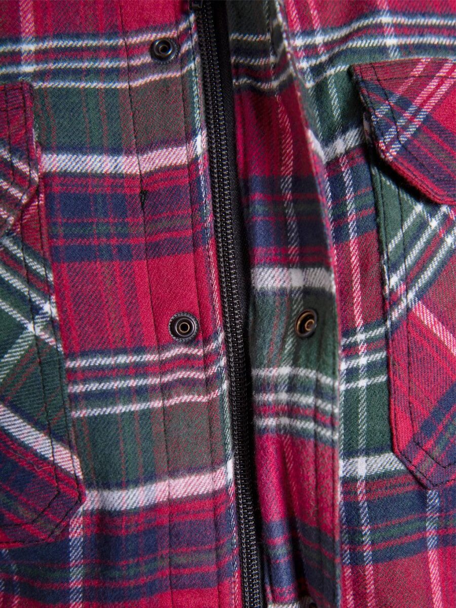 Lavendro Motorcycle Cruiser Flannel Shirt – Red & Green Protective Riding Shirt - Image 3