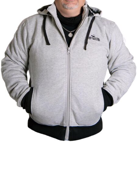Lavendro Armored Motorcycle Hoodie – Grey/Black Protective Riding Jacket